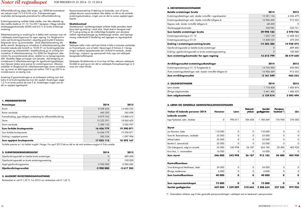 Fra 2011 beregnes i tillegg indirekte skadeoppgjørskostnader (ULAE) med 4,5 % av brutto erstatningsavsetning.