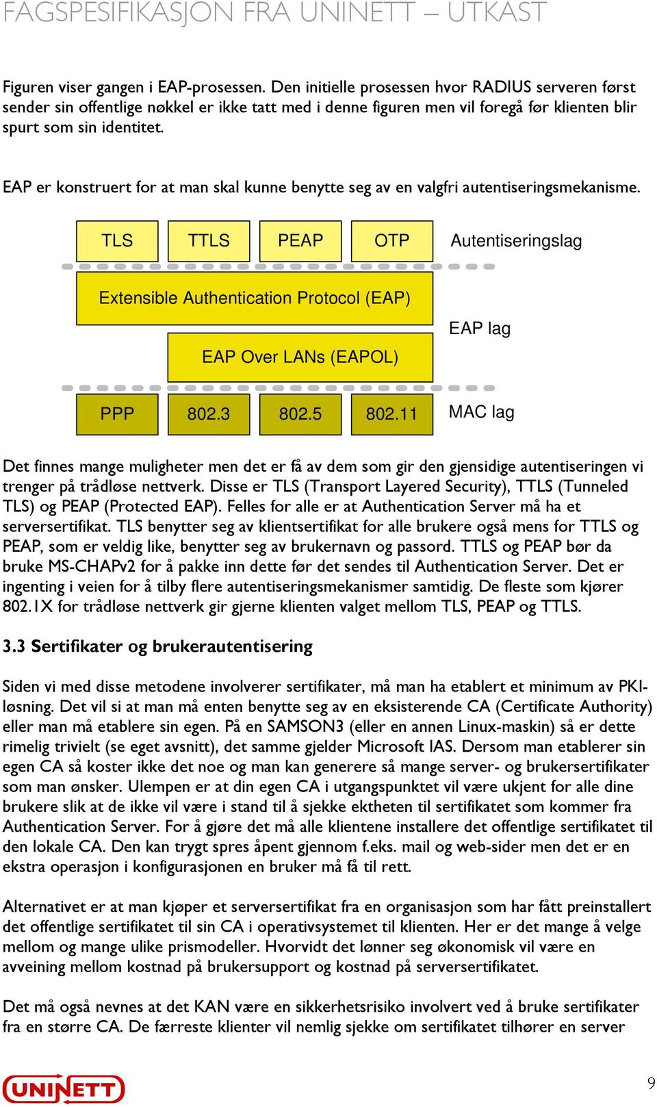 EAP er konstruert for at man skal kunne benytte seg av en valgfri autentiseringsmekanisme.