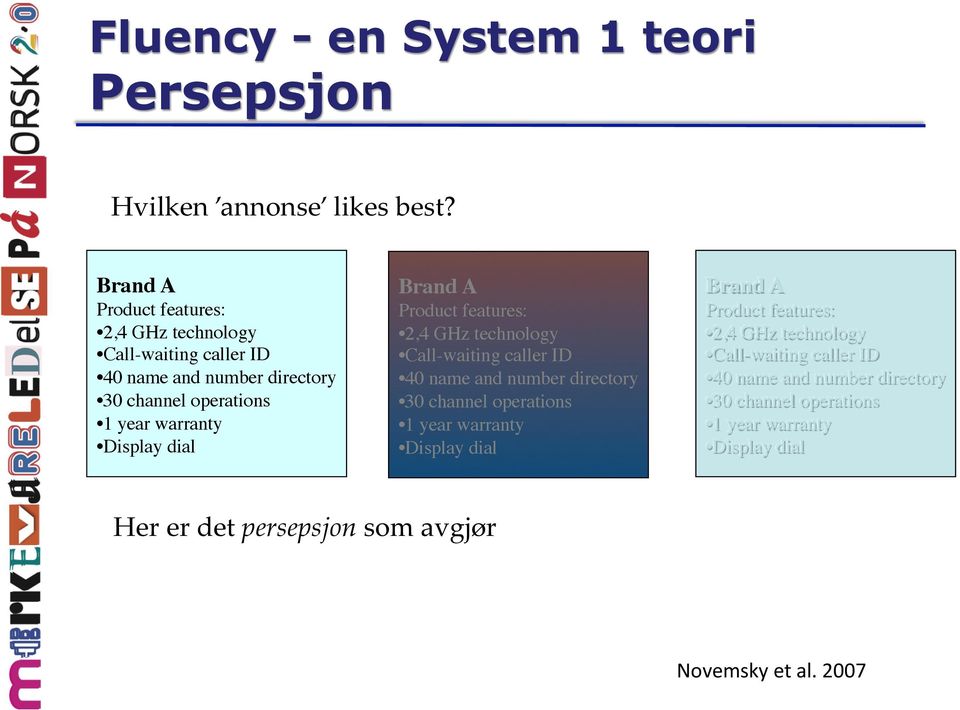 Display dial  Display dial  Display dial Her er det persepsjn sm avgjør Nvemsky et al. 2007