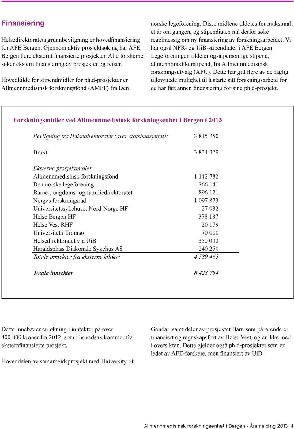 Disse midlene tildeles for maksimalt et år om gangen, og stipendiaten må derfor søke regelmessig om ny finansiering av forskningsarbeidet. Vi har også NFR- og UiB-stipendiater i AFE Bergen.