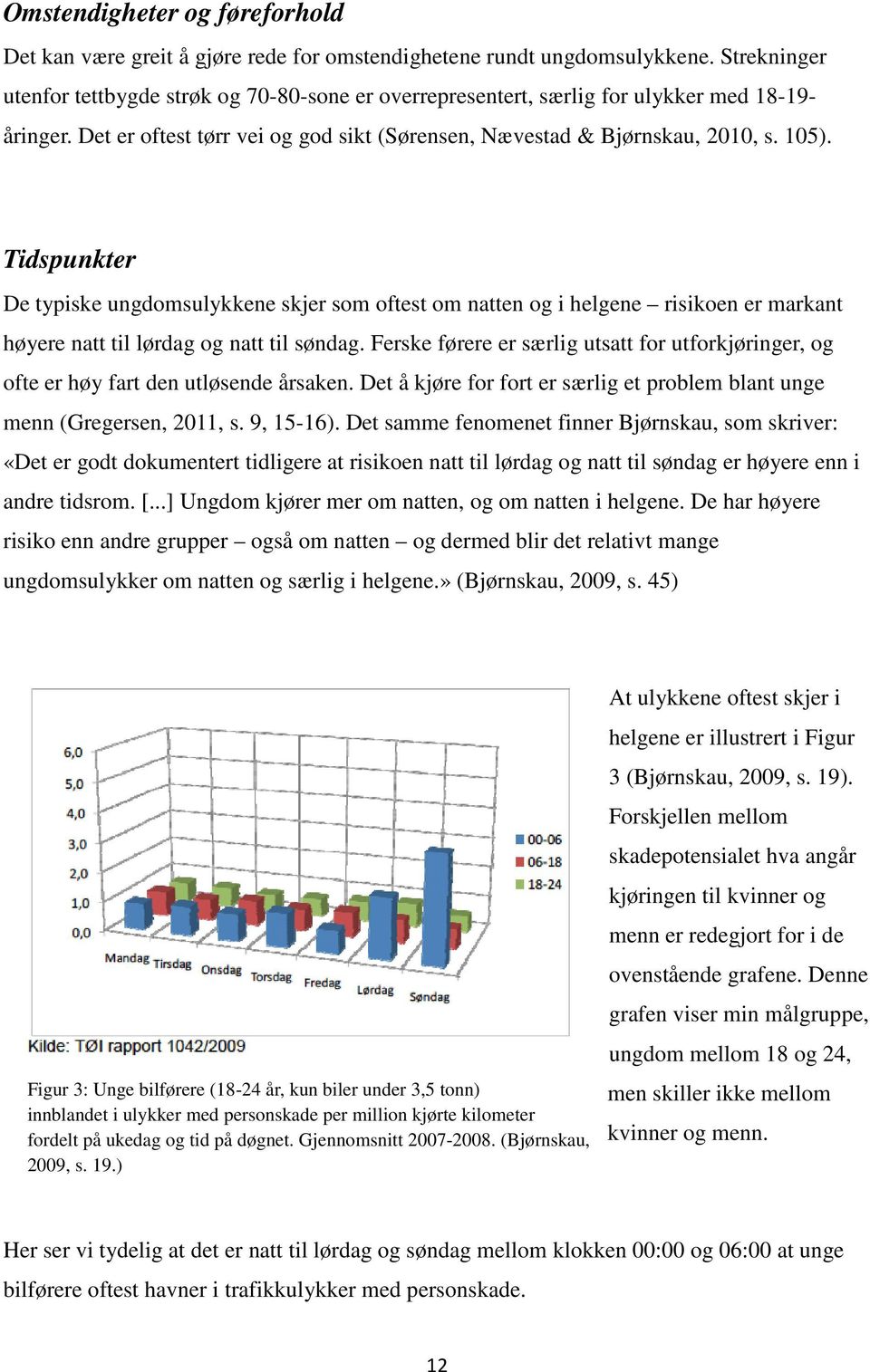 Tidspunkter De typiske ungdomsulykkene skjer som oftest om natten og i helgene risikoen er markant høyere natt til lørdag og natt til søndag.