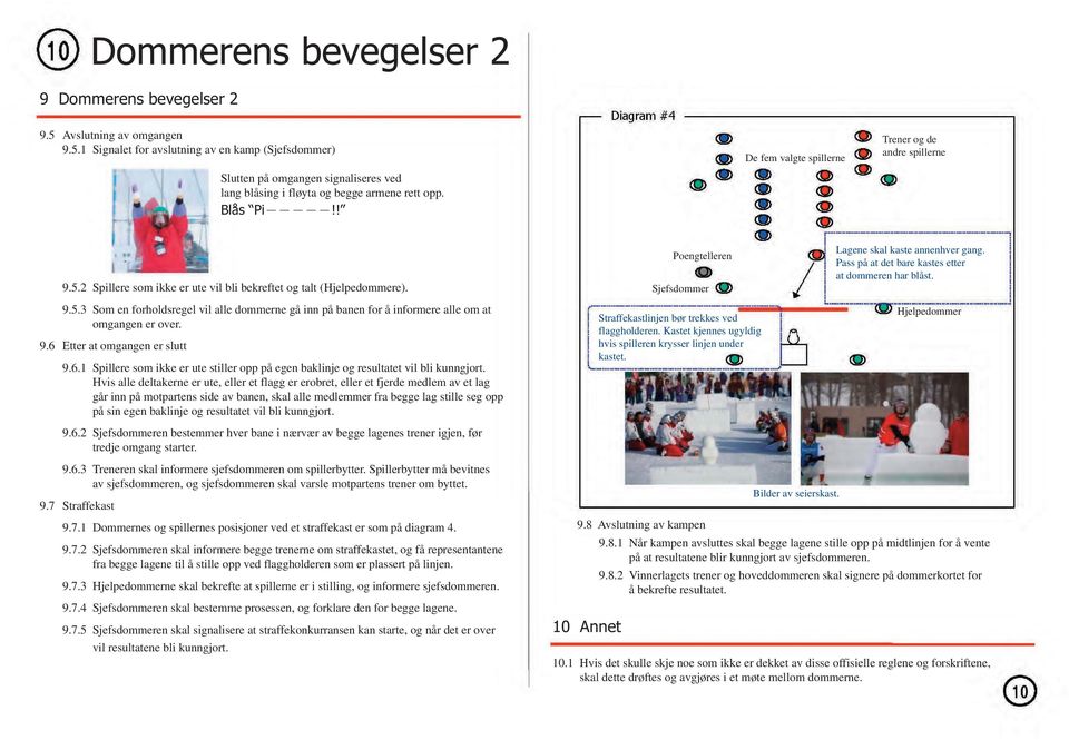 9.6 Etter at omgangen er slutt 9.6.1 Spillere som ikke er ute stiller opp på egen baklinje og resultatet vil bli kunngjort.