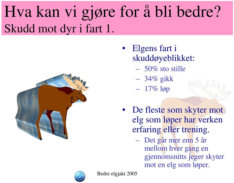 fleste som skyter mot elg som løper har verken erfaring eller trening.