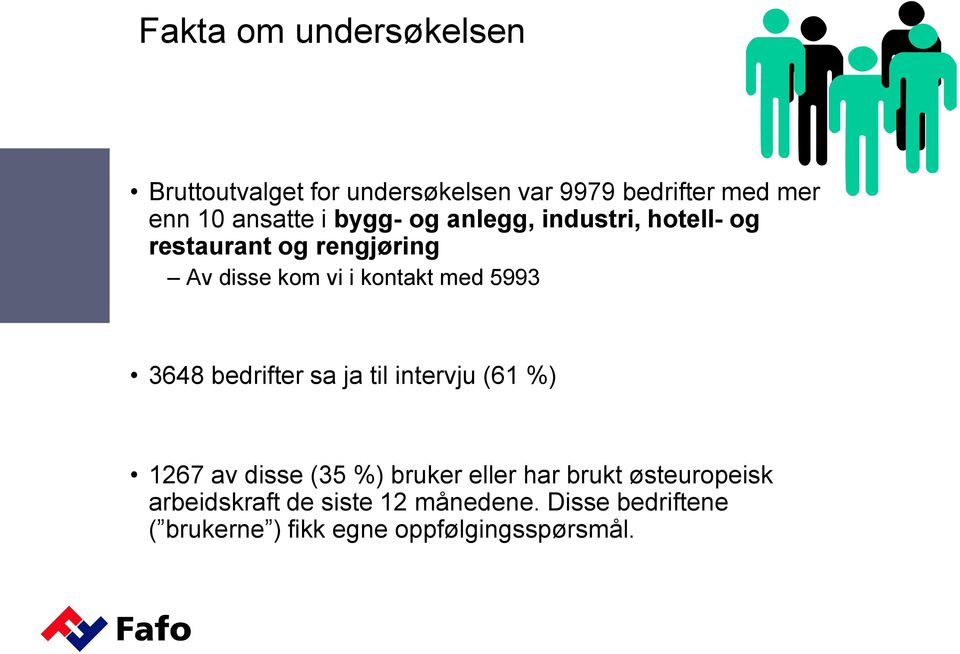 5993 3648 bedrifter sa ja til intervju (61 %) 1267 av disse (35 %) bruker eller har brukt