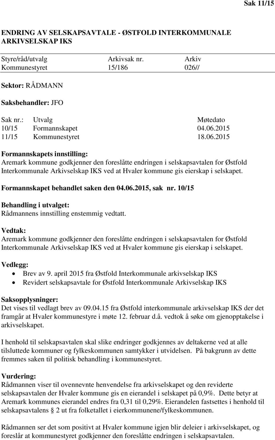 2015 11/15 Kommunestyret 18.06.