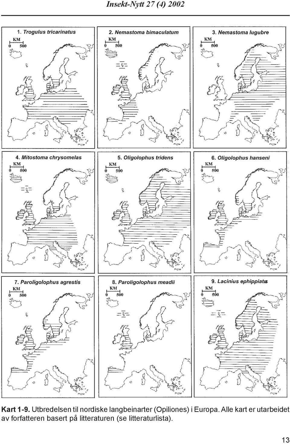 (Opiliones) i Europa.