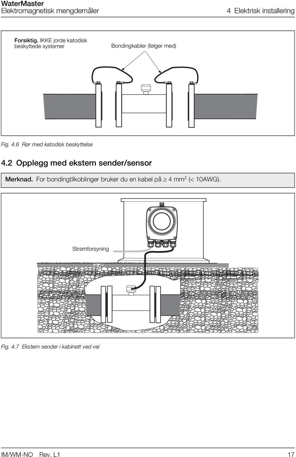 Fig. 4.6 Rør med katodisk beskyttelse 4.2 Opplegg med ekstern sender/sensor Merknad.