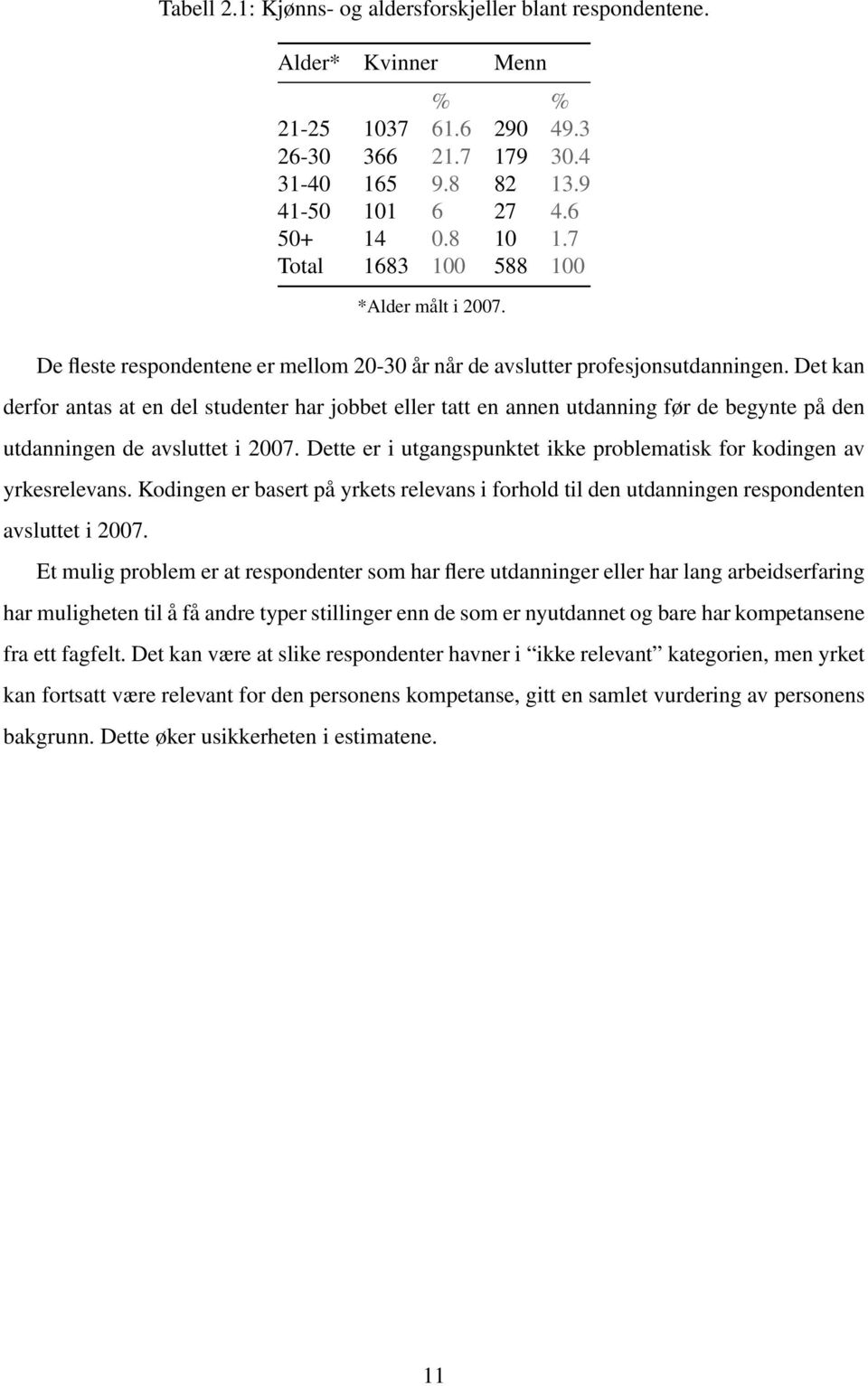 Det kan derfor antas at en del studenter har jobbet eller tatt en annen utdanning før de begynte på den utdanningen de avsluttet i 2007.