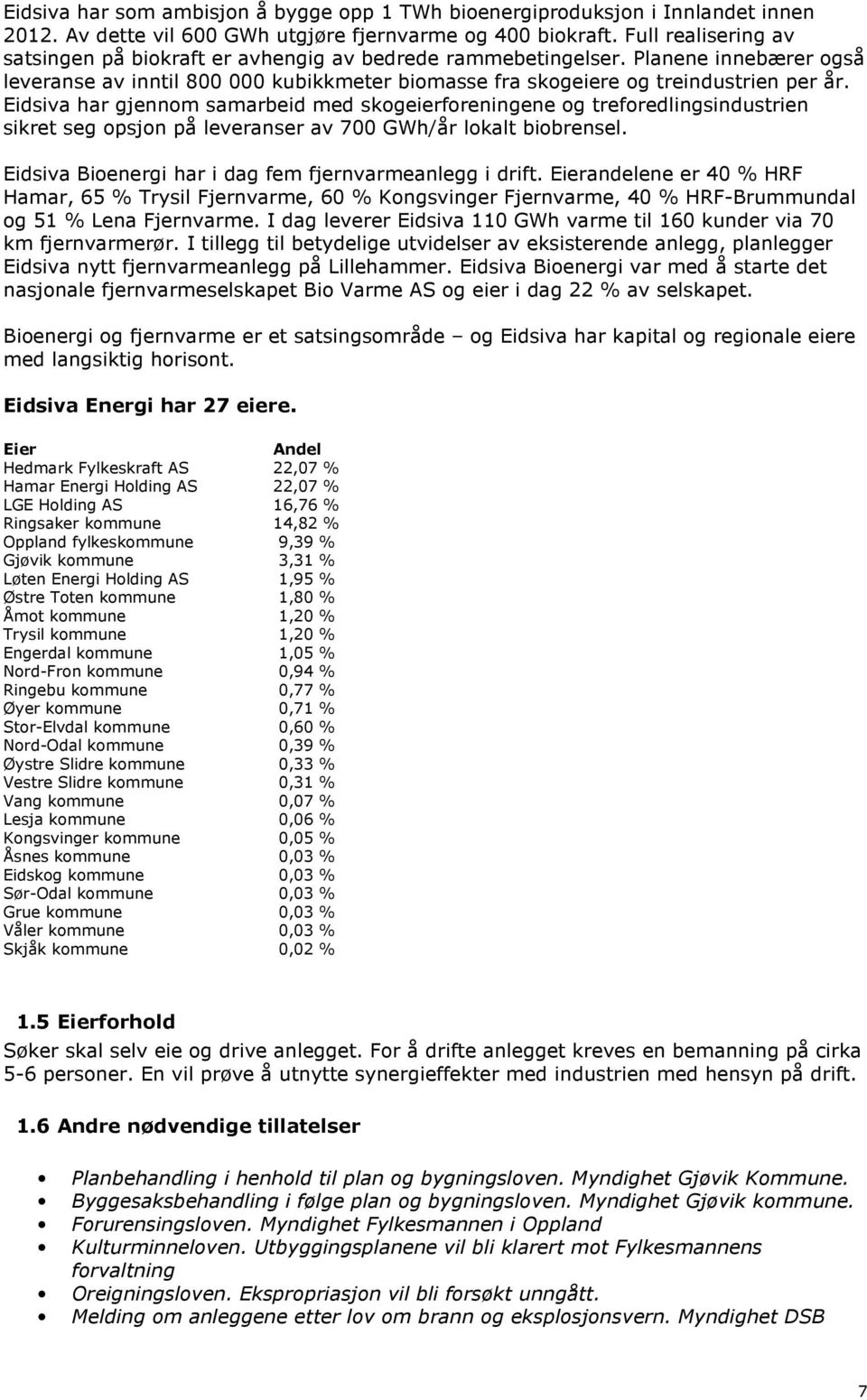 Eidsiva har gjennom samarbeid med skogeierforeningene og treforedlingsindustrien sikret seg opsjon på leveranser av 700 GWh/år lokalt biobrensel.