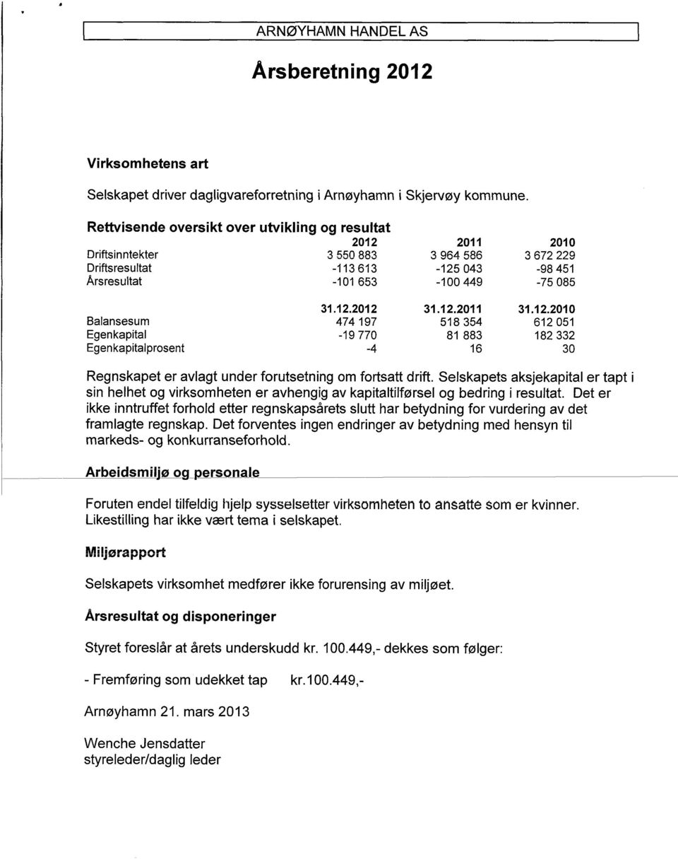 Selskapets aksjekapital er tapt i sin helhet og virksomheten er avhengig av kapitaltilførsel og bedring i resultat.