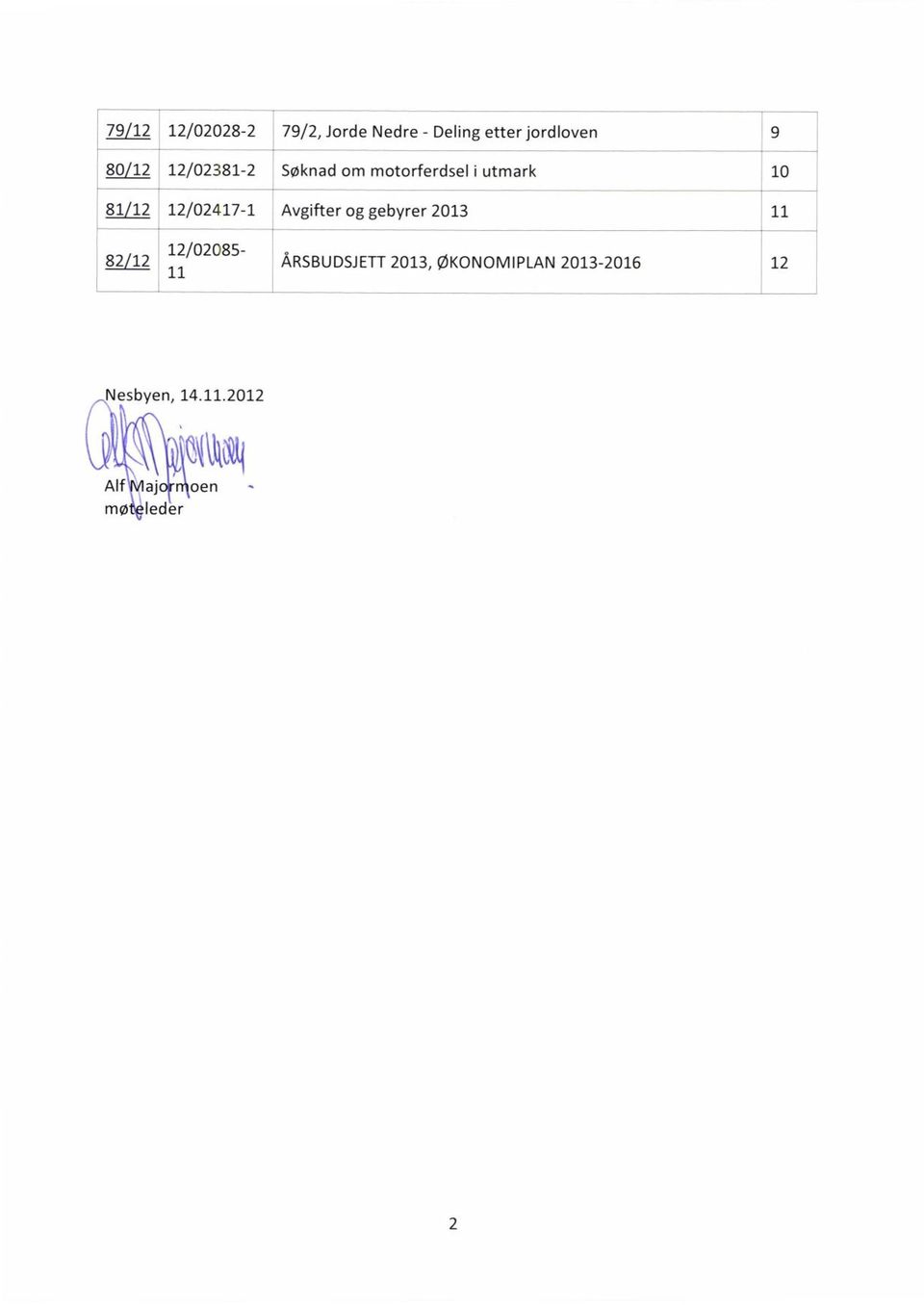 utmark Avgifter og gebyrer 2013 9 10 11 82/12 12/-02085 11