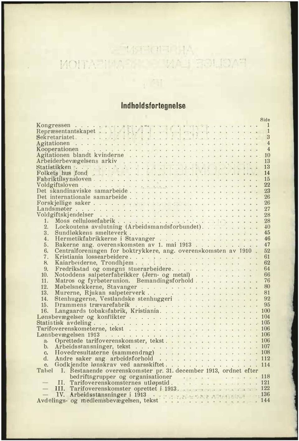 ..... 8. Mo s ceuosefabrik............... 8. Lockoutens av utning (Arbeidsmandsforbundet). 40 3. Sundøkke smeteverk............. 45 4. Hermetikfabrikkerne i tavanger...... 46 5. Bakerne ang.