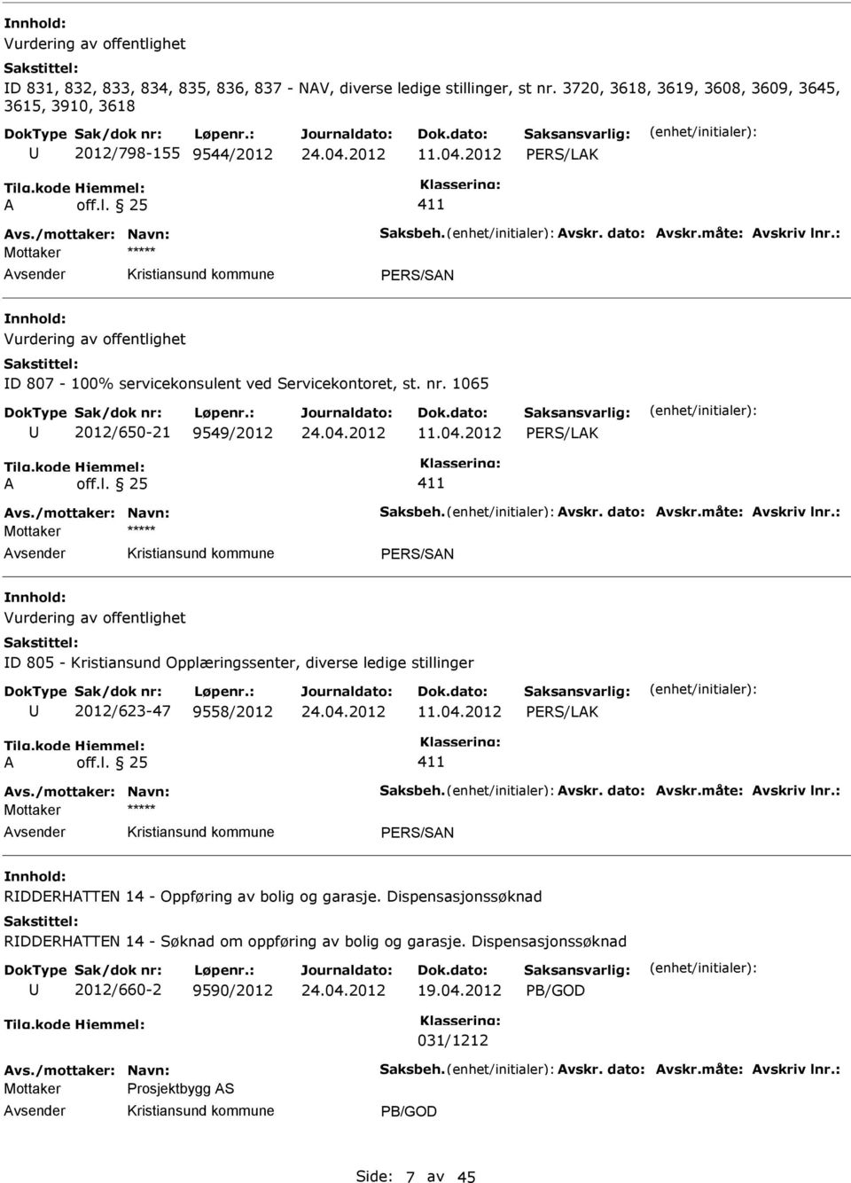 1065 2012/650-21 9549/2012 11.04.2012 PRS/LAK A off.l. 25 Avs./mottaker: Navn: Saksbeh. Avskr. dato: Avskr.måte: Avskriv lnr.