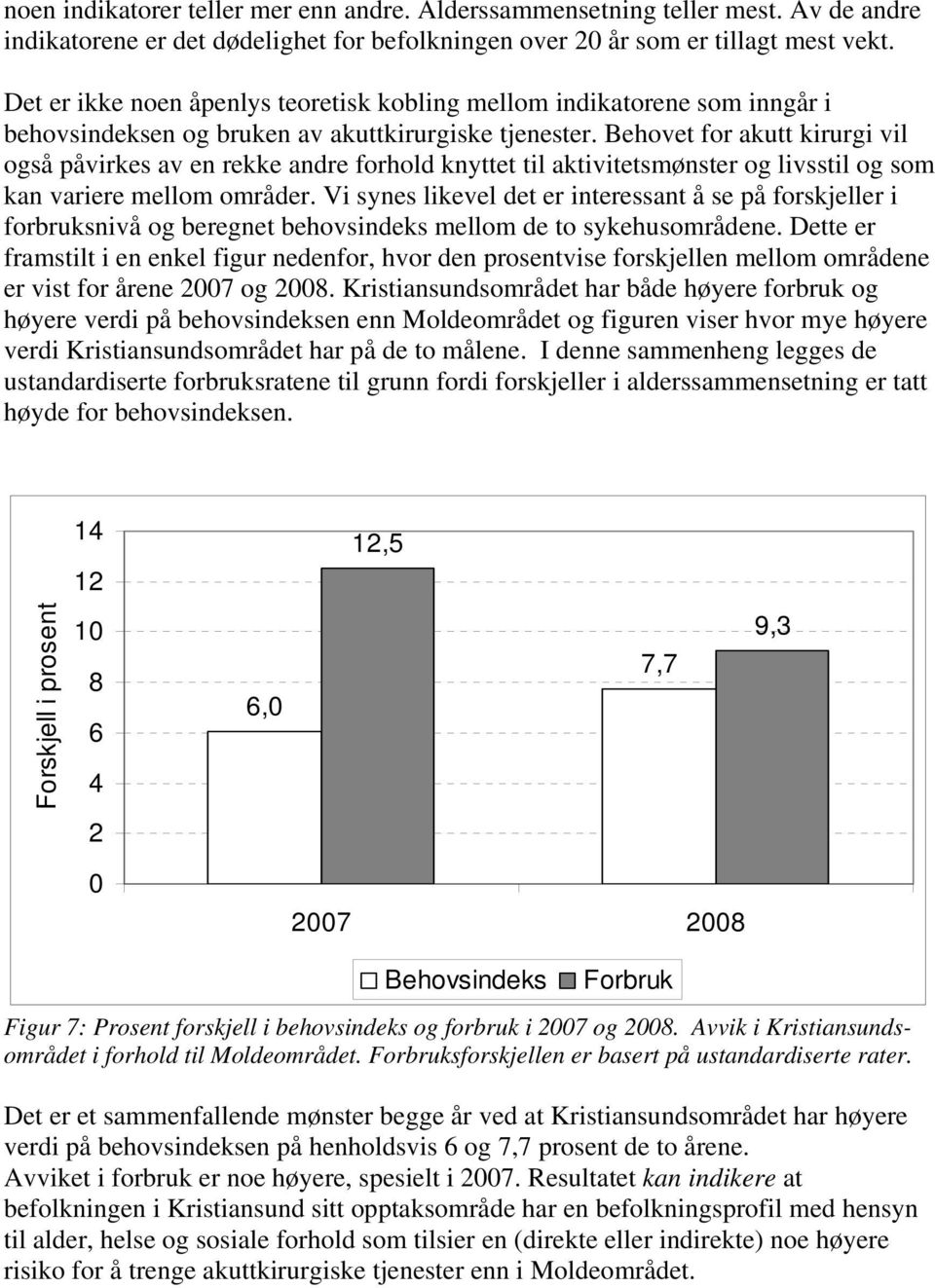 Behovet for akutt kirurgi vil også påvirkes av en rekke andre forhold knyttet til aktivitetsmønster og livsstil og som kan variere mellom områder.