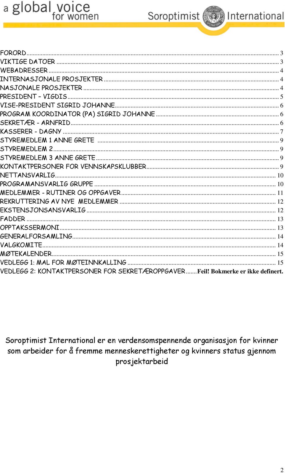 .. 9 KONTAKTPERSONER FOR VENNSKAPSKLUBBER... 9 NETTANSVARLIG... 10 PROGRAMANSVARLIG GRUPPE... 10 MEDLEMMER - RUTINER OG OPPGAVER... 11 REKRUTTERING AV NYE MEDLEMMER... 12 EKSTENSJONSANSVARLIG.