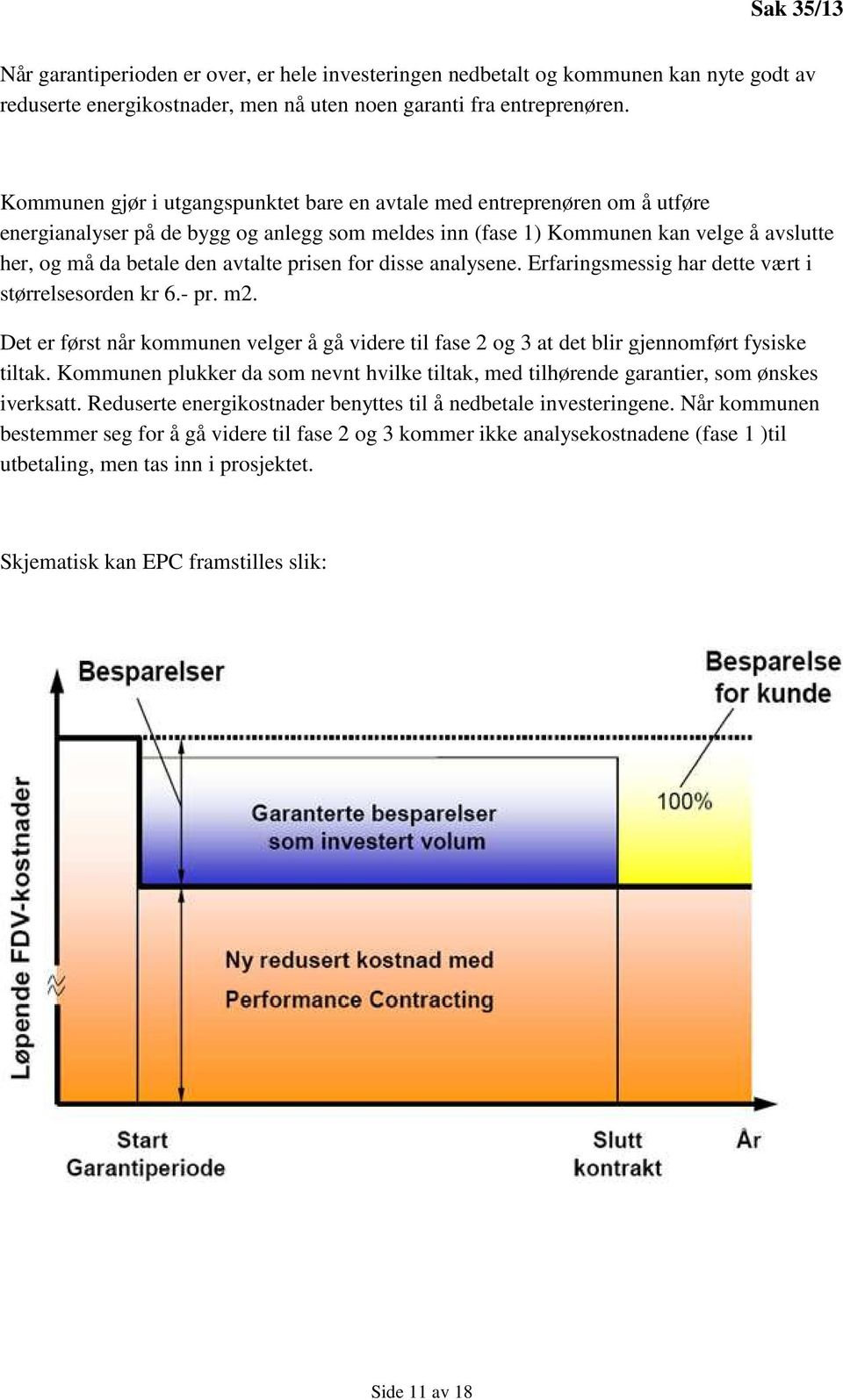 prisen for disse analysene. Erfaringsmessig har dette vært i størrelsesorden kr 6.- pr. m2. Det er først når kommunen velger å gå videre til fase 2 og 3 at det blir gjennomført fysiske tiltak.