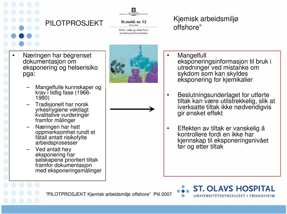 tiltak framfor dokumentasjon med eksponeringsmålinger Mangelfull eksponeringsinformasjon til bruk i utredninger ved mistanke om sykdom som kan skyldes eksponering for kjemikalier