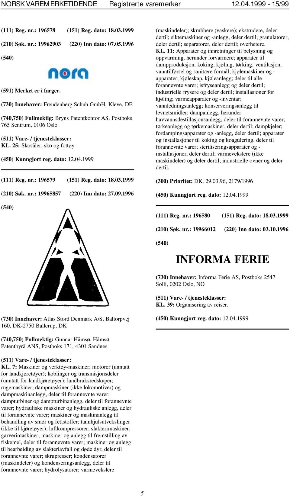 1996 (maskindeler); skrubbere (vaskere); ekstrudere, deler dertil; siktemaskiner og -anlegg, deler dertil; granulatorer, deler dertil; separatorer, deler dertil; overhetere. KL.