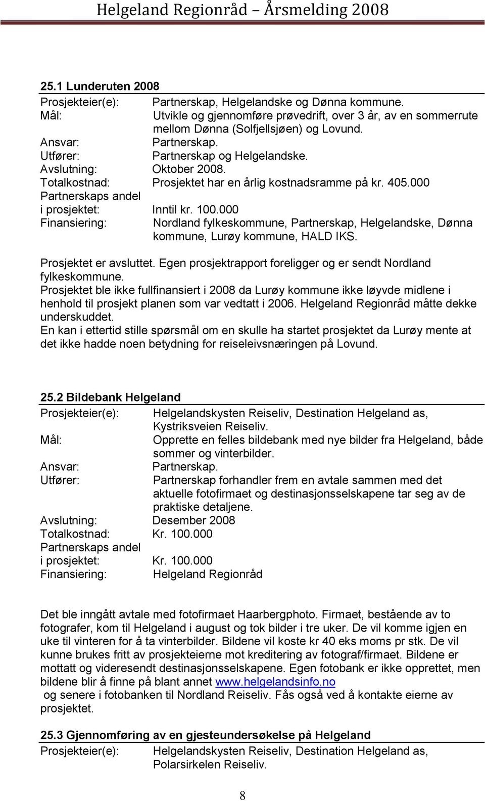 000 Finansiering: Nordland fylkeskommune, Partnerskap, Helgelandske, Dønna kommune, Lurøy kommune, HALD IKS. Prosjektet er avsluttet.