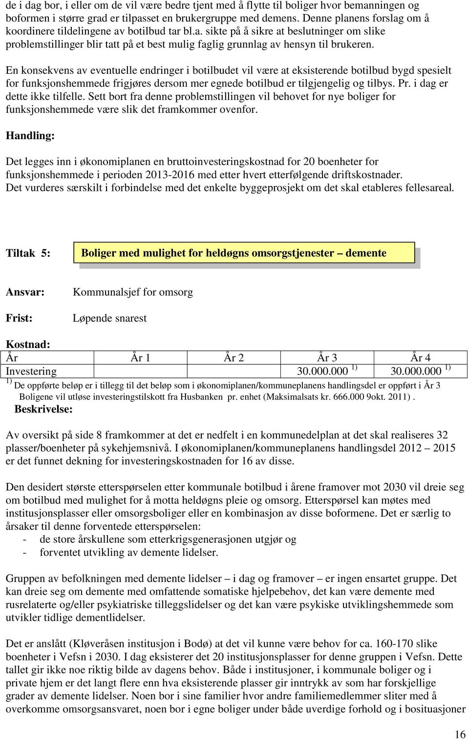 En konsekvens av eventuelle endringer i botilbudet vil være at eksisterende botilbud bygd spesielt for funksjonshemmede frigjøres dersom mer egnede botilbud er tilgjengelig og tilbys. Pr.