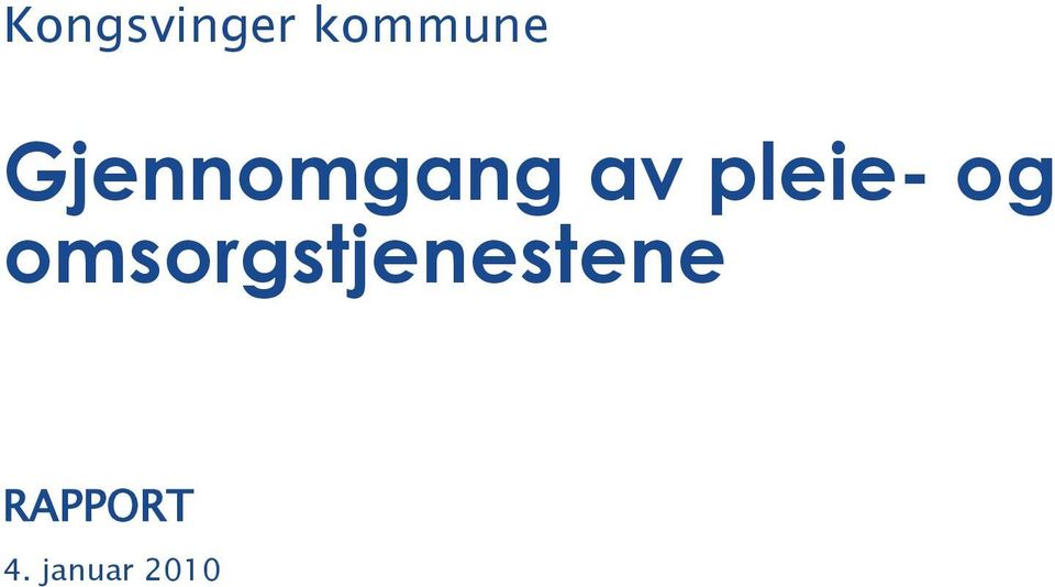 og omsorgstjenestene