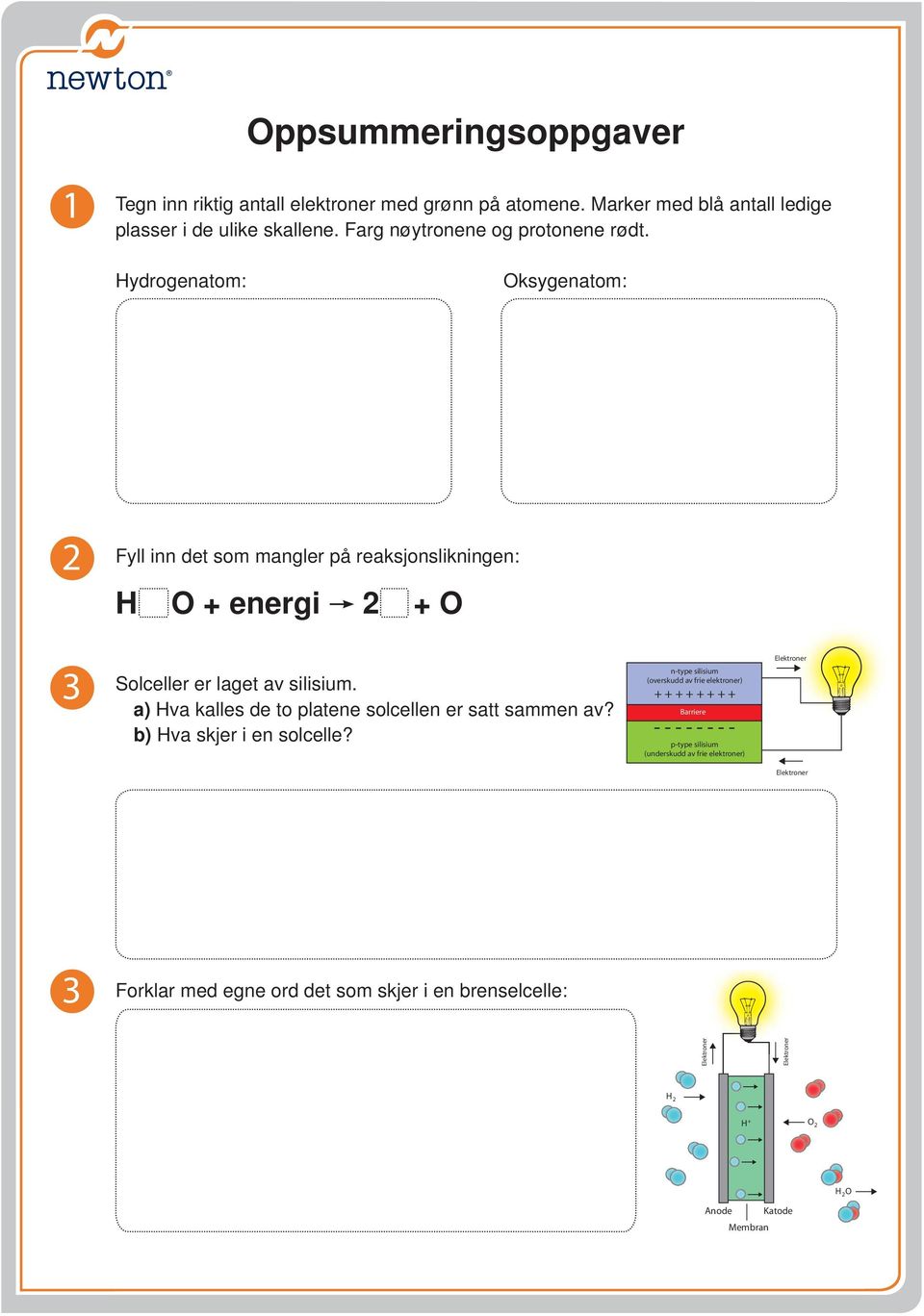 a) Hva kalles de to platene solcellen er satt sammen av? b) Hva skjer i en solcelle?