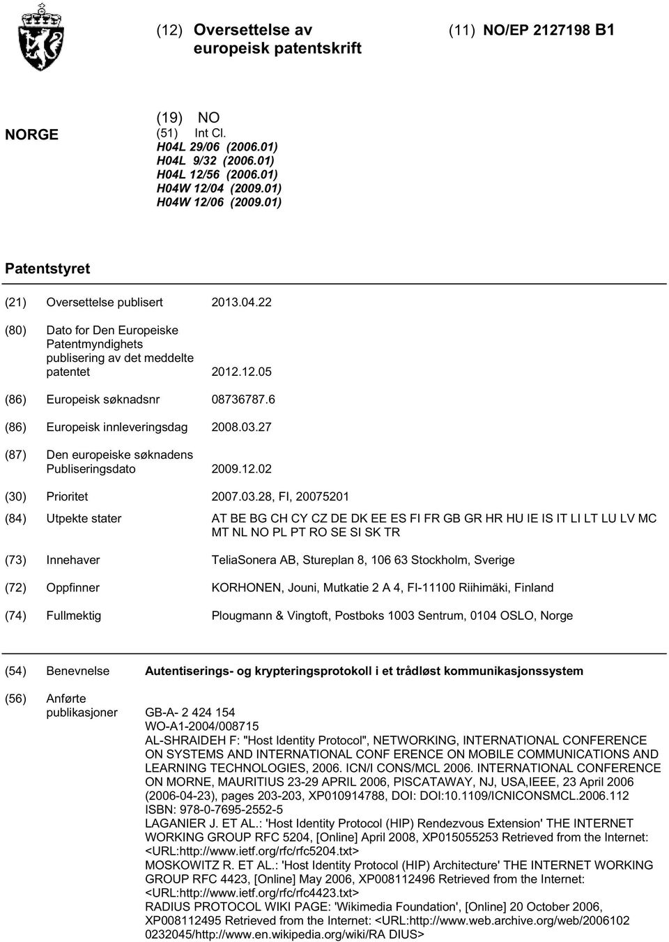 6 (86) Europeisk innleveringsdag 08.03.