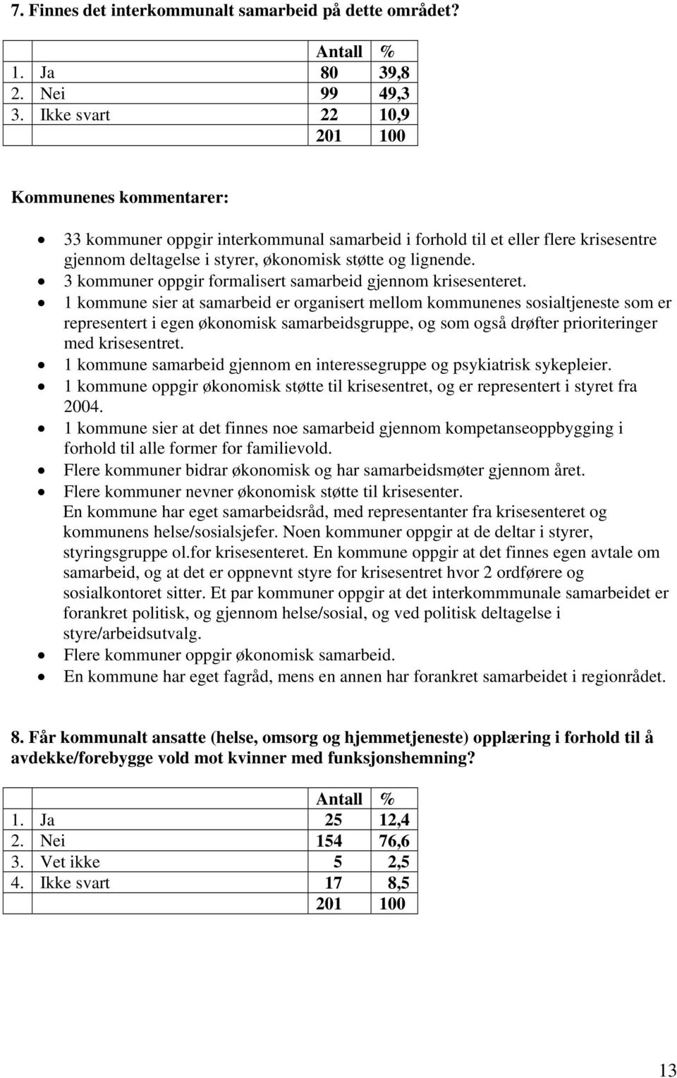 3 kommuner oppgir formalisert samarbeid gjennom krisesenteret.