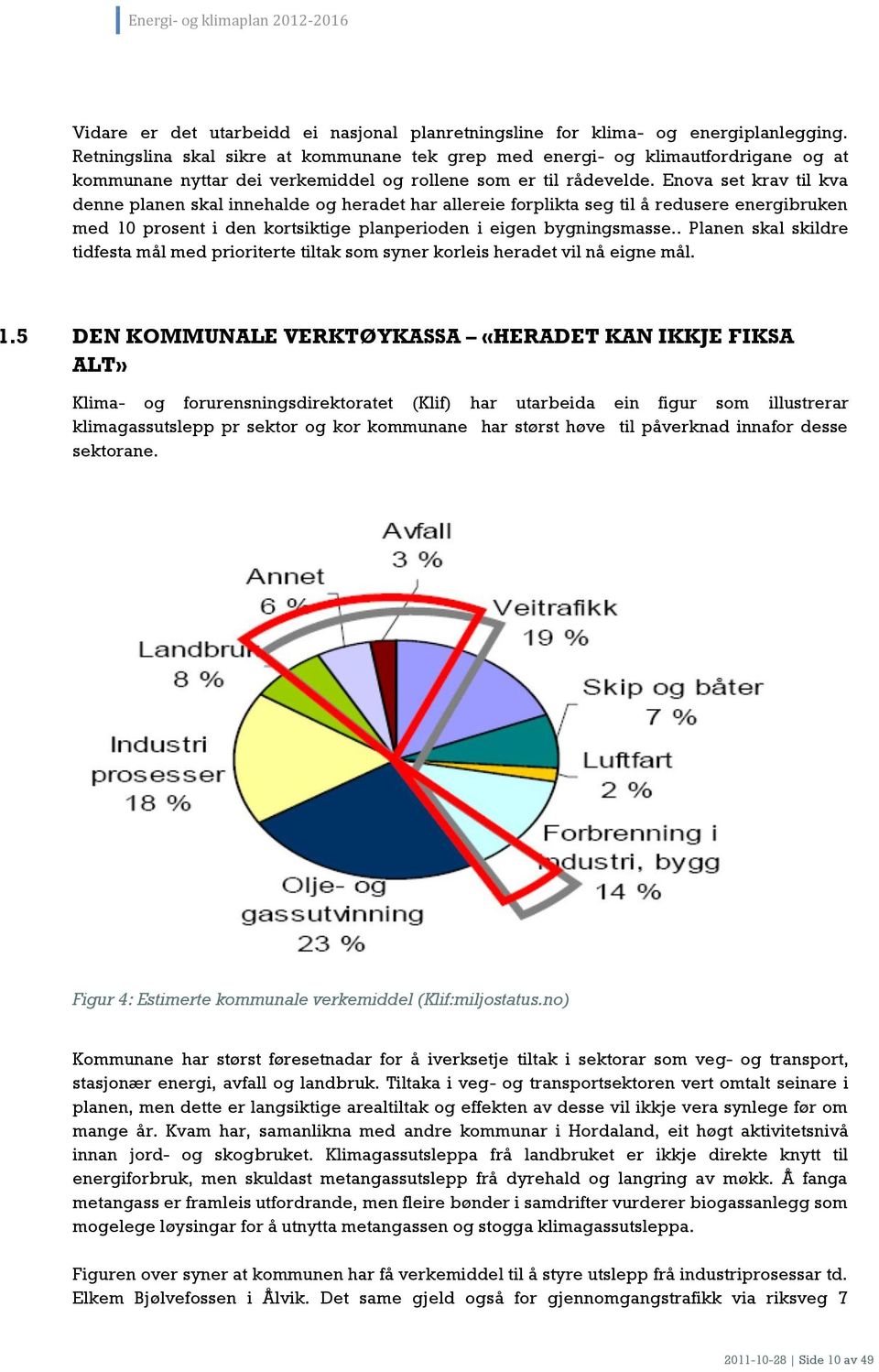 Enova set krav til kva denne planen skal innehalde og heradet har allereie forplikta seg til å redusere energibruken med 10 prosent i den kortsiktige planperioden i eigen bygningsmasse.