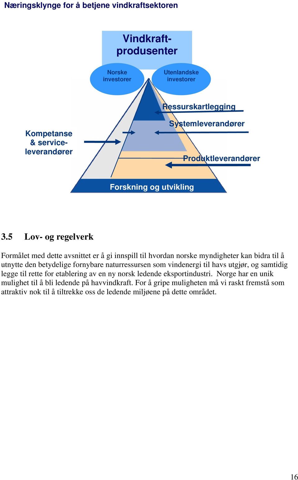 5 Lov- og regelverk Formålet med dette avsnittet er å gi innspill til hvordan norske myndigheter kan bidra til å utnytte den betydelige fornybare naturressursen som