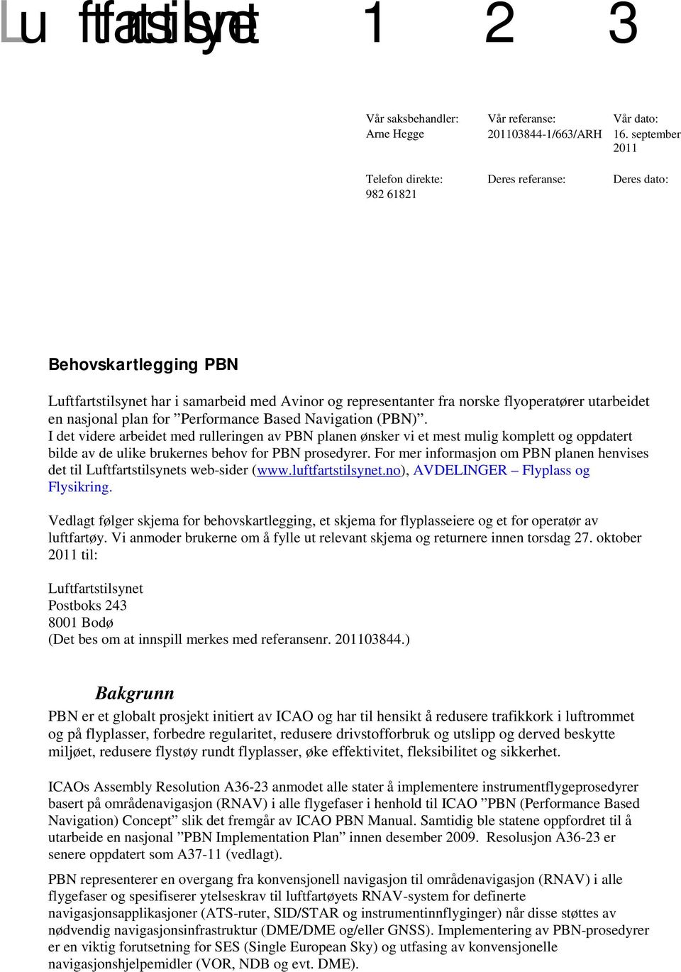 nasjonal plan for Performance Based Navigation (PBN).