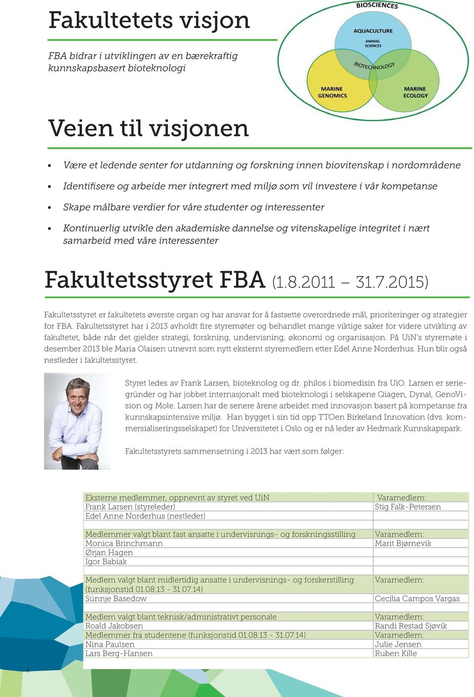 vitenskapelige integritet i nært samarbeid med våre interessenter Fakultetsstyret FBA (1.8.2011 31.7.