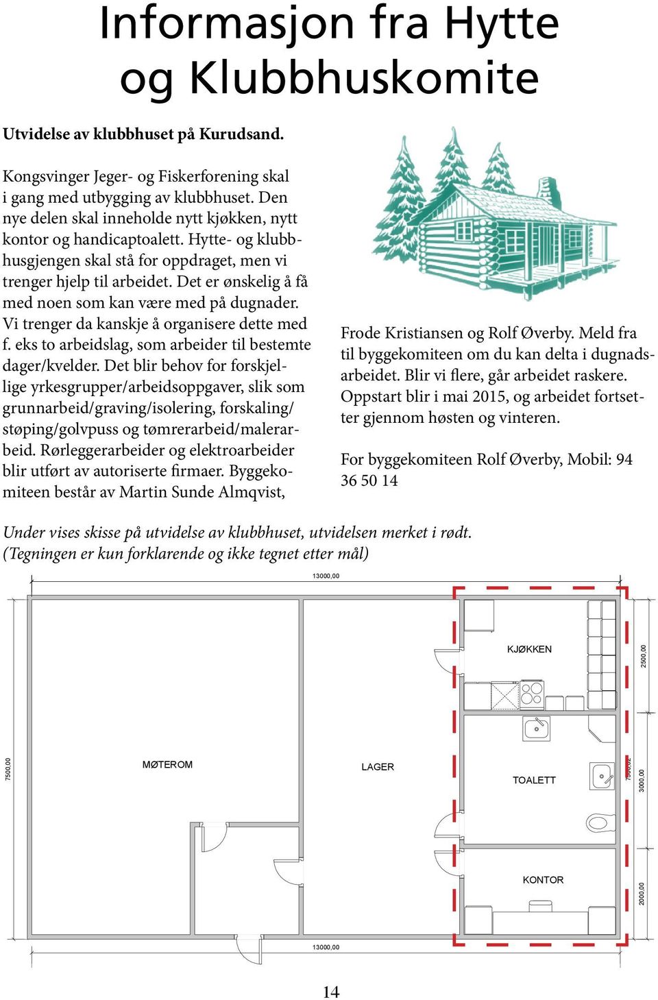 Det er ønskelig å få med noen som kan være med på dugnader. Vi trenger da kanskje å organisere dette med f. eks to arbeidslag, som arbeider til bestemte dager/kvelder.