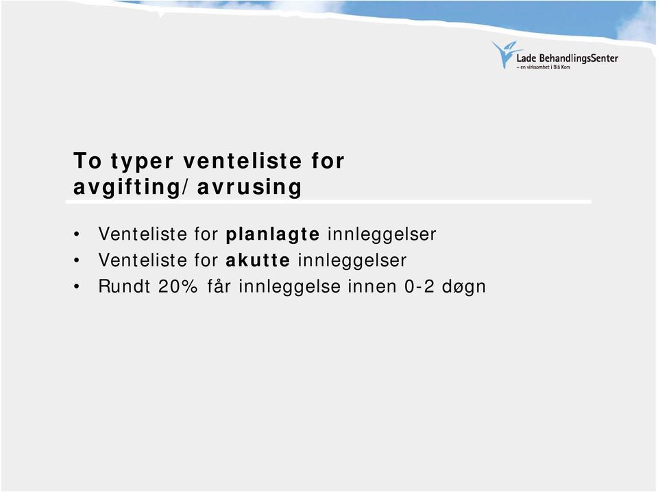 planlagte innleggelser Venteliste for