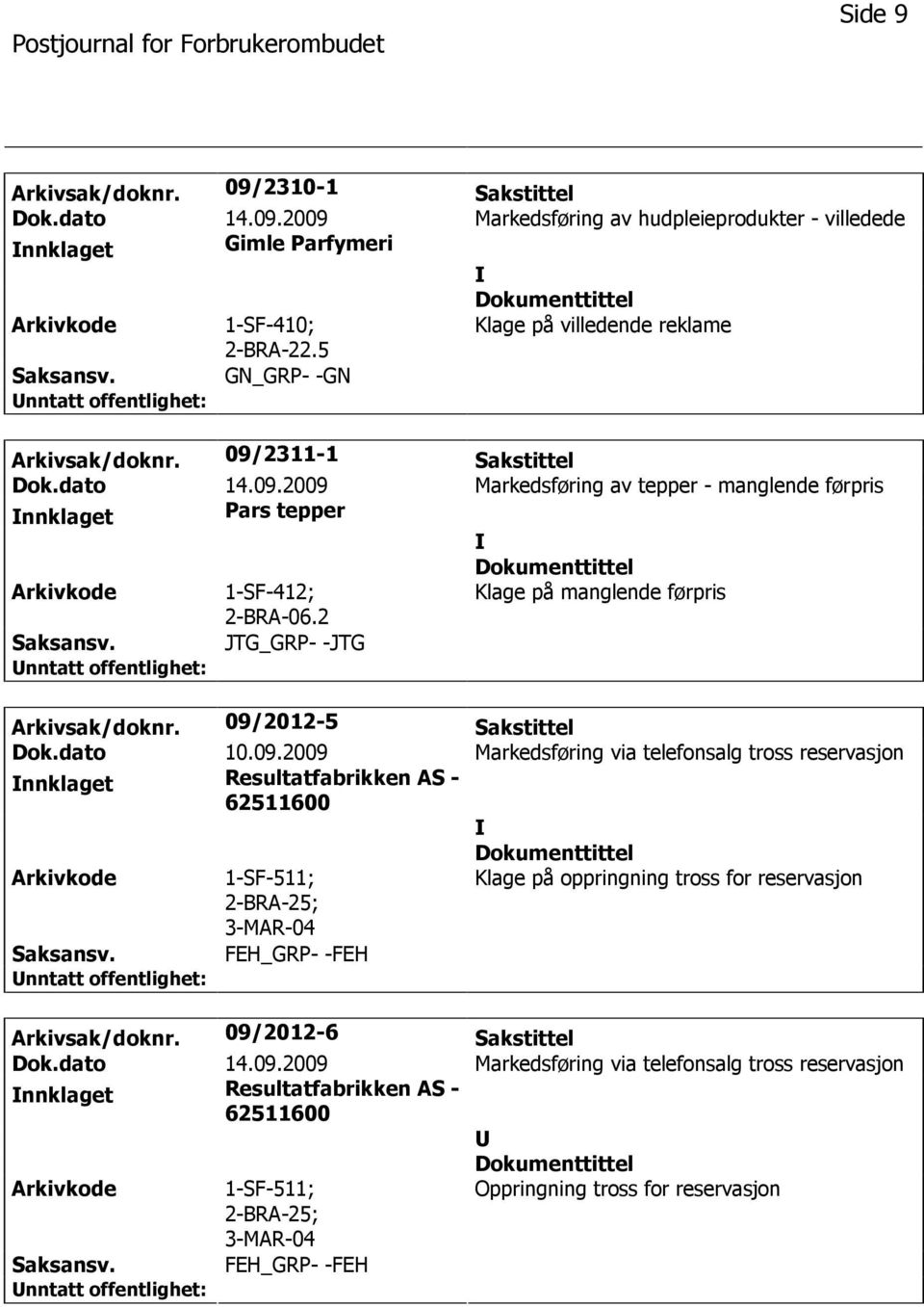 2 Klage på manglende førpris JTG_GRP- -JTG Arkivsak/doknr. 09/