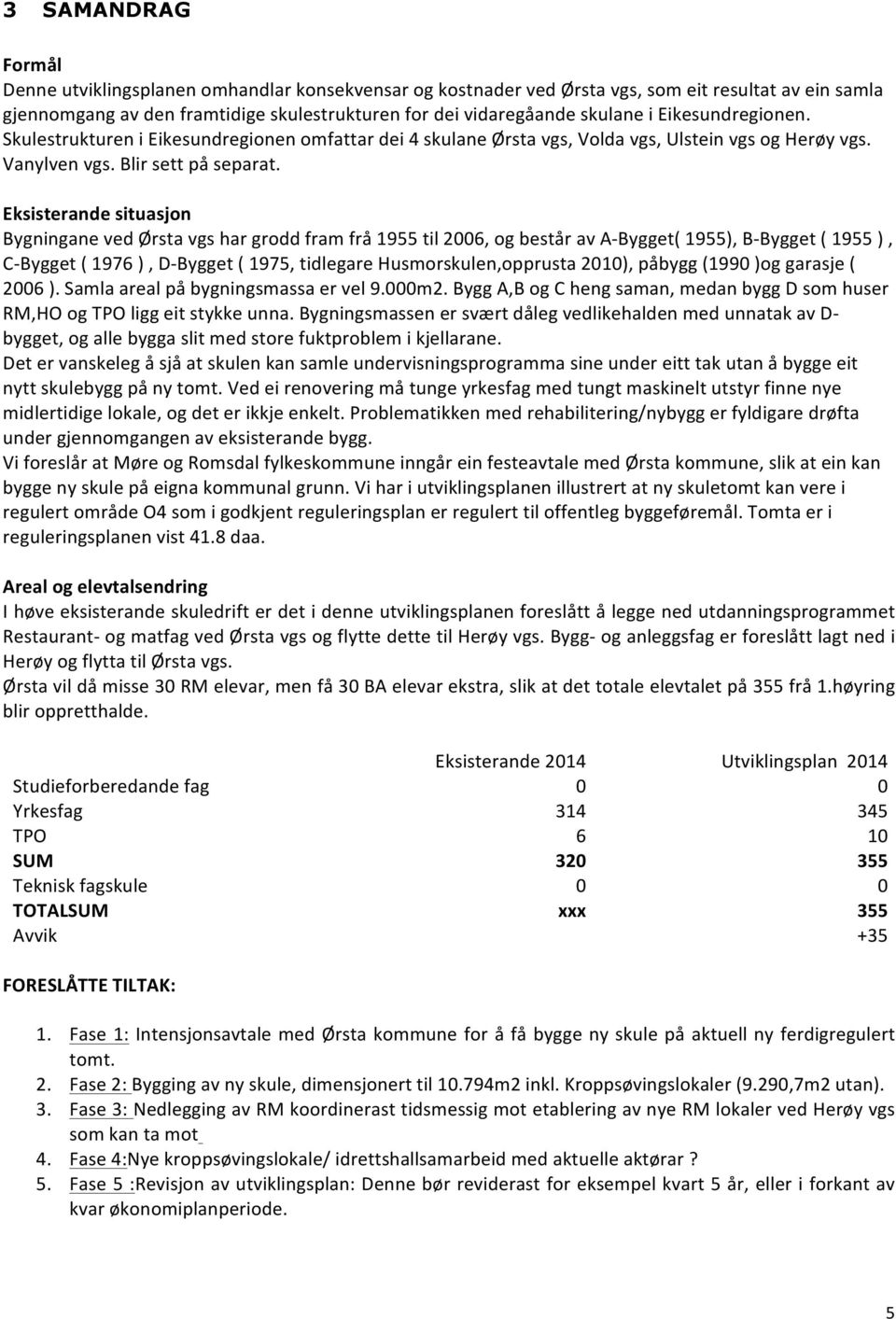 Eksisterande situasjon Bygningane ved Ørsta vgs har grodd fram frå 1955 til 2006, og består av A- Bygget( 1955), B- Bygget ( 1955 ), C- Bygget ( 1976 ), D- Bygget ( 1975, tidlegare