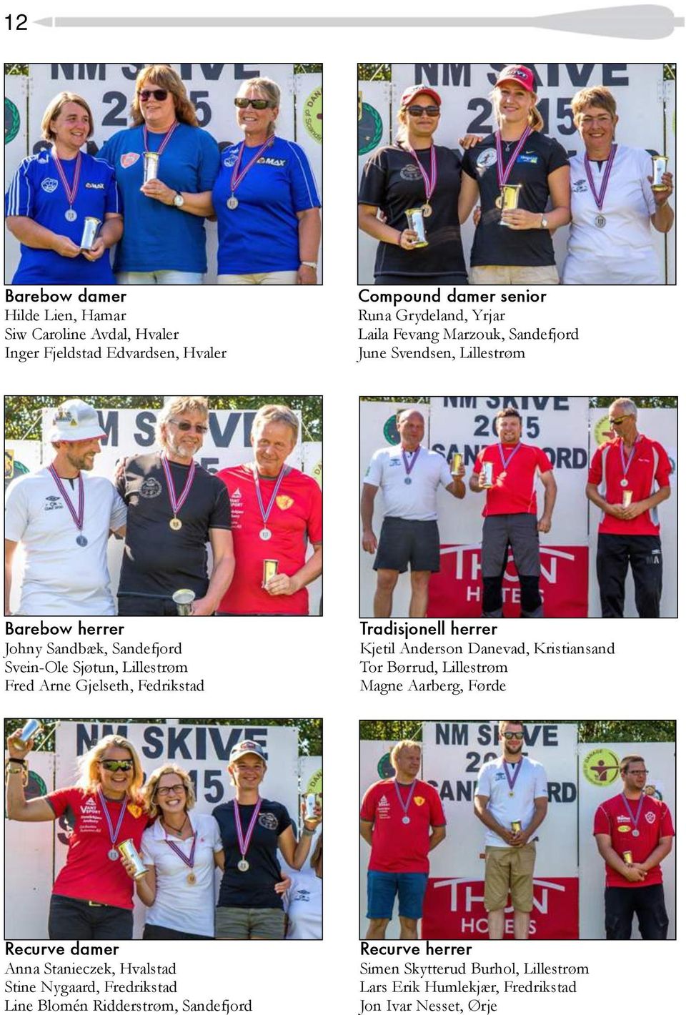 Tradisjonell herrer Kjetil Anderson Danevad, Kristiansand Tor Børrud, Lillestrøm Magne Aarberg, Førde Recurve damer Anna Stanieczek, Hvalstad Stine