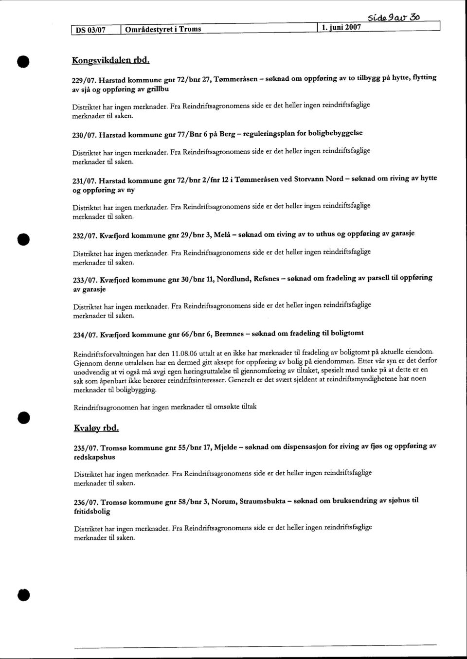 Harstad kommune gnr 77 /Bnr 6 på Berg - reguleringsplan for boligbebyggelse 231/7.