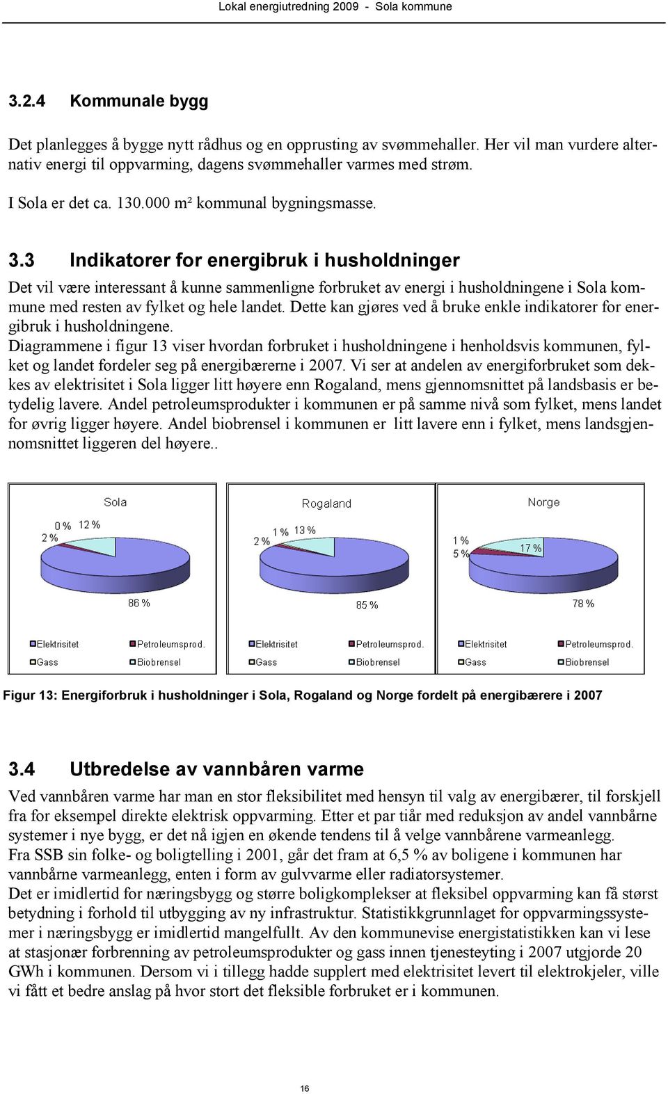 3 Indikatorer for energibruk i husholdninger Det vil være interessant å kunne sammenligne forbruket av energi i husholdningene i Sola kommune med resten av fylket og hele landet.