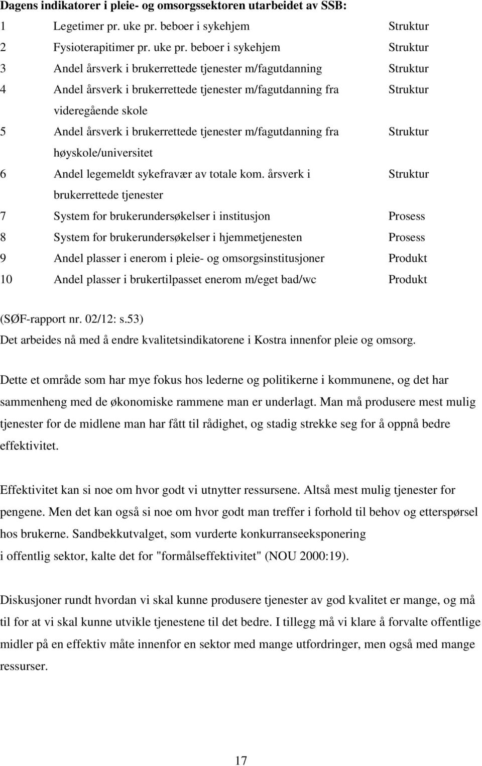 beboer i sykehjem Struktur 3 Andel årsverk i brukerrettede tjenester m/fagutdanning Struktur 4 Andel årsverk i brukerrettede tjenester m/fagutdanning fra Struktur videregående skole 5 Andel årsverk i