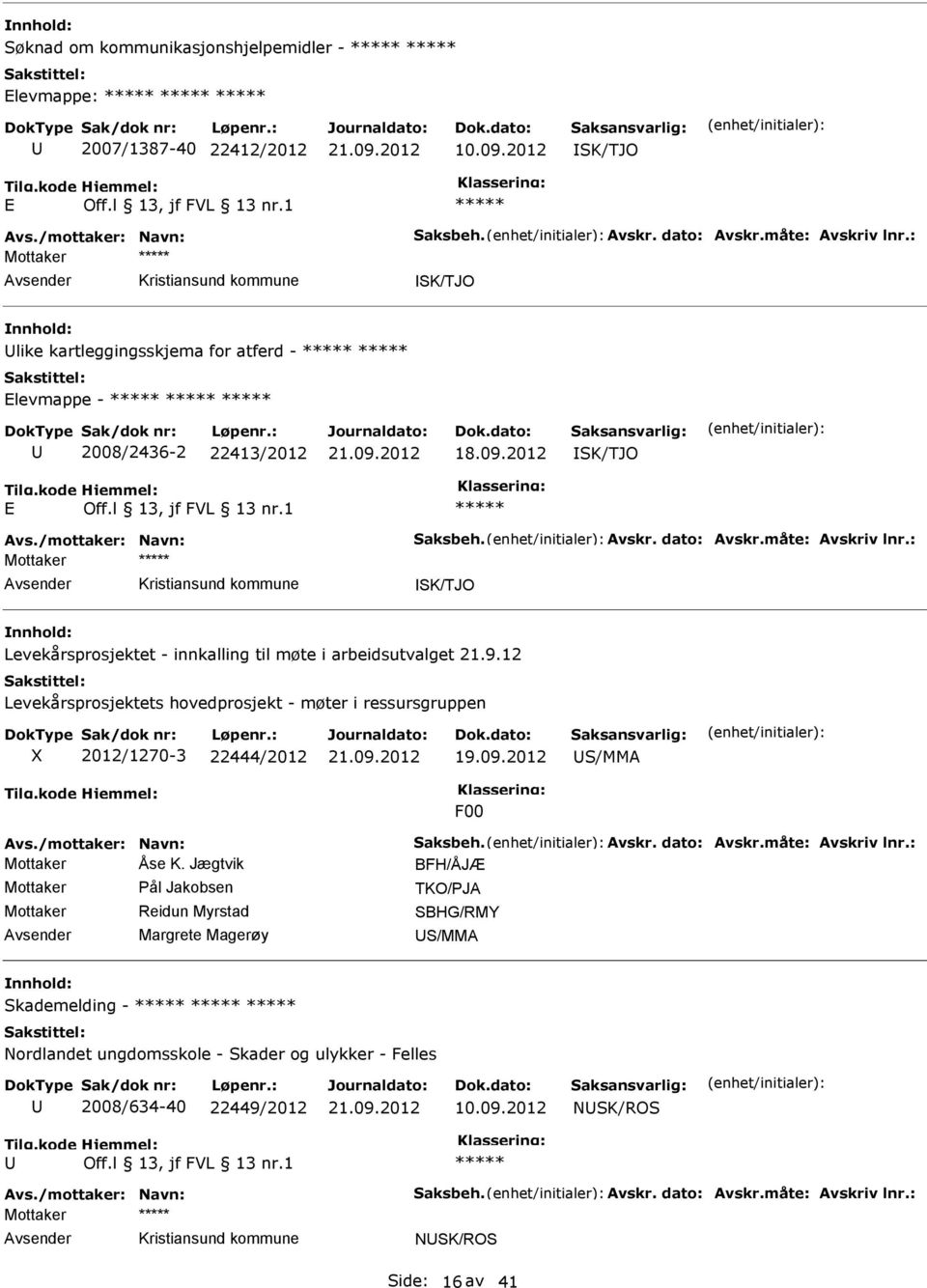 til møte i arbeidsutvalget 21.9.12 Levekårsprosjektets hovedprosjekt - møter i ressursgruppen X 2012/1270-3 22444/2012 19.09.2012 S/MM F00 Mottaker Åse K.