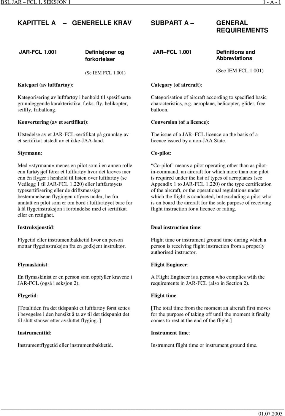 fly, helikopter, seilfly, friballong. Konvertering (av et sertifikat): Utstedelse av et JAR-FCL-sertifikat på grunnlag av et sertifikat utstedt av et ikke-jaa-land.