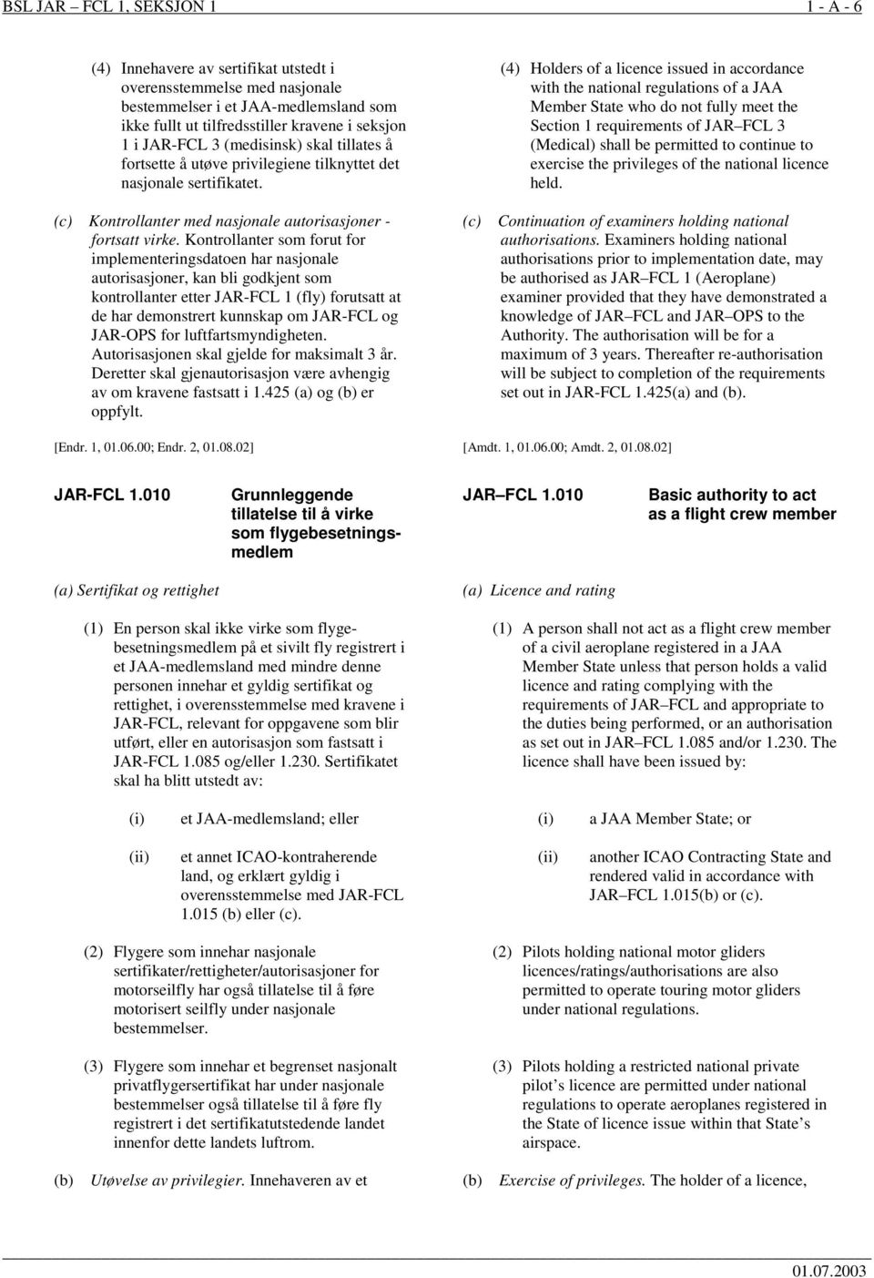 (4) Holders of a licence issued in accordance with the national regulations of a JAA Member State who do not fully meet the Section 1 requirements of JAR FCL 3 (Medical) shall be permitted to