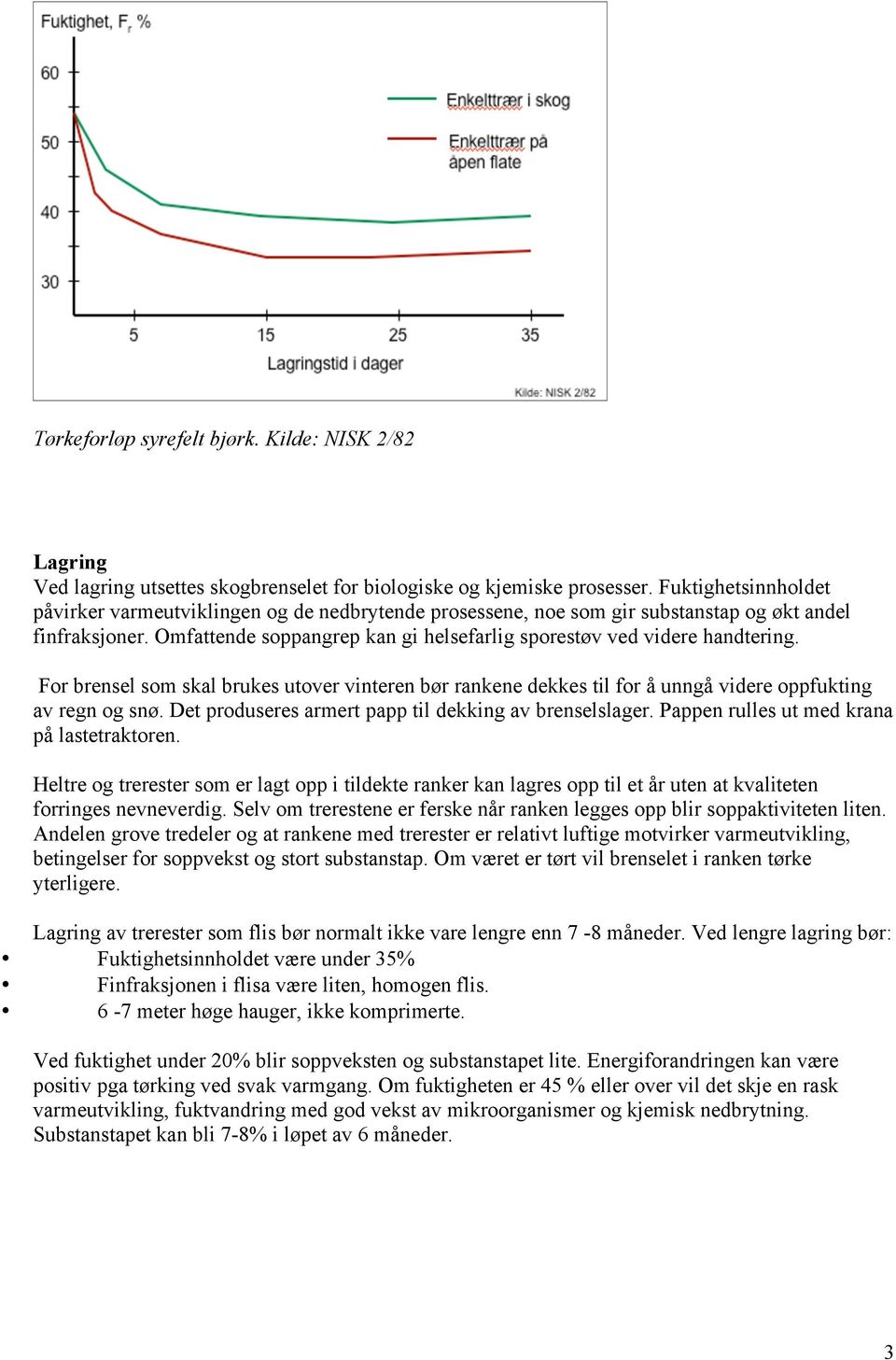 Omfattende soppangrep kan gi helsefarlig sporestøv ved videre handtering. For brensel som skal brukes utover vinteren bør rankene dekkes til for å unngå videre oppfukting av regn og snø.