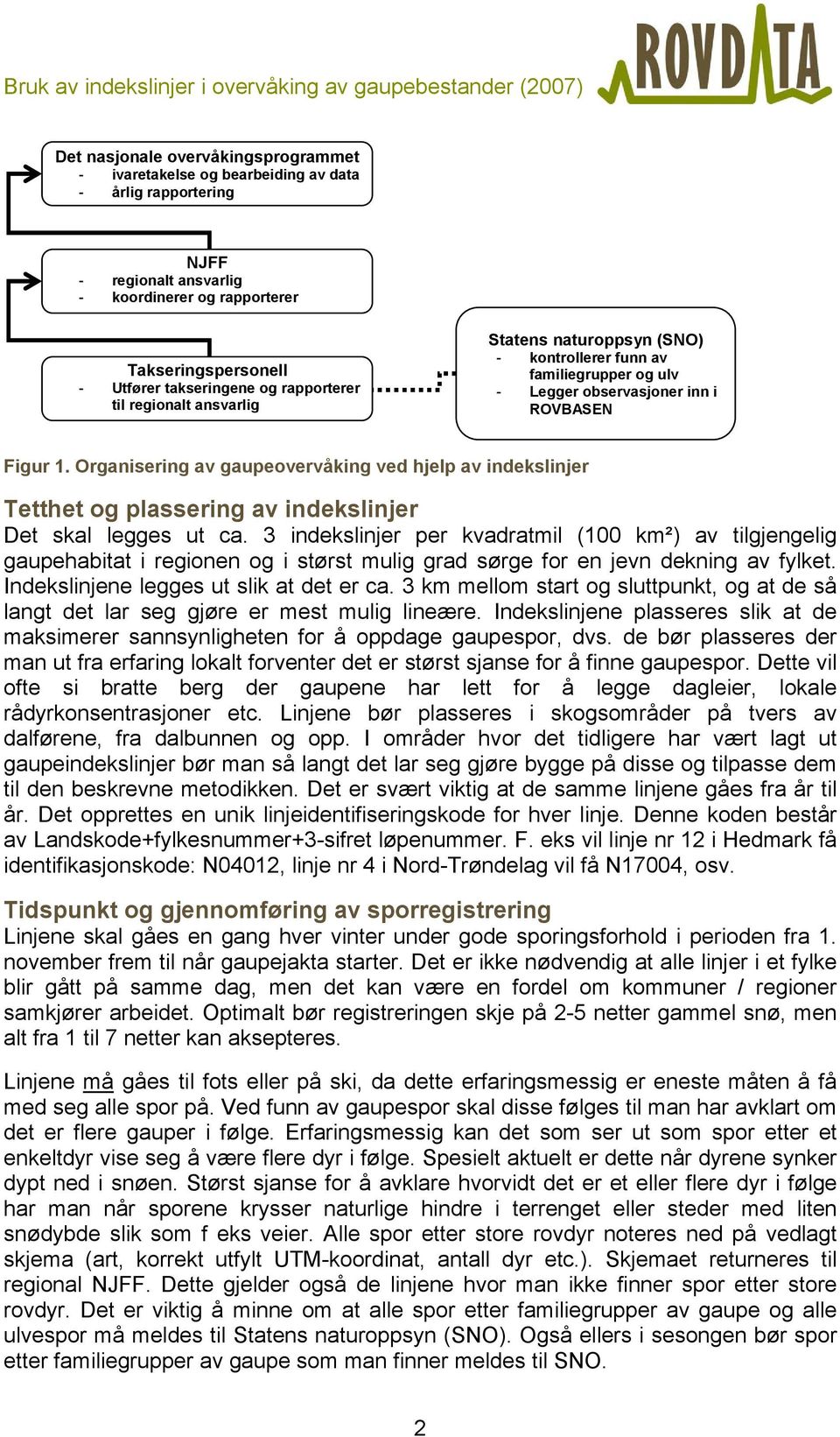 Organisering av gaupeovervåking ved hjelp av indekslinjer Tetthet og plassering av indekslinjer Det skal legges ut ca.