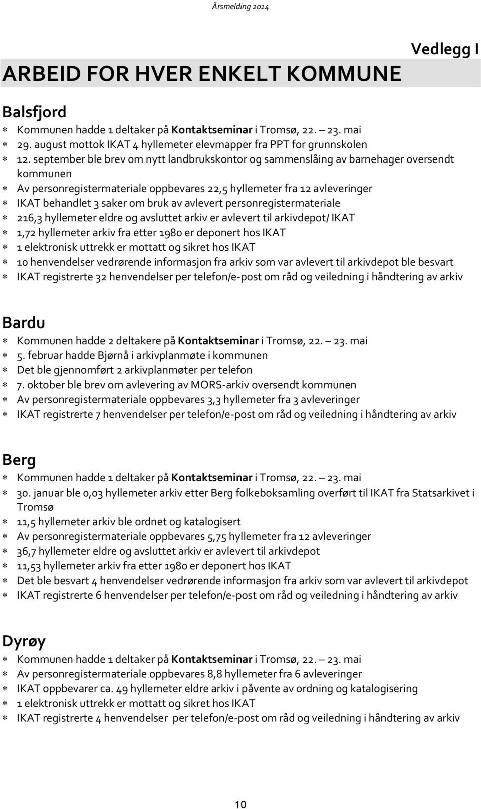 avlevert personregistermateriale 216,3 hyllemeter eldre og avsluttet arkiv er avlevert til arkivdepot/ IKAT 1,72 hyllemeter arkiv fra etter 1980 er deponert hos IKAT 1 elektronisk uttrekk er mottatt