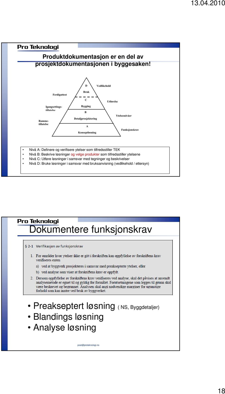 tilfredsstiller ytelsene Nivå C: Utføre løsninger i samsvar med tegninger og beskrivelser Nivå D: Bruke løsninger