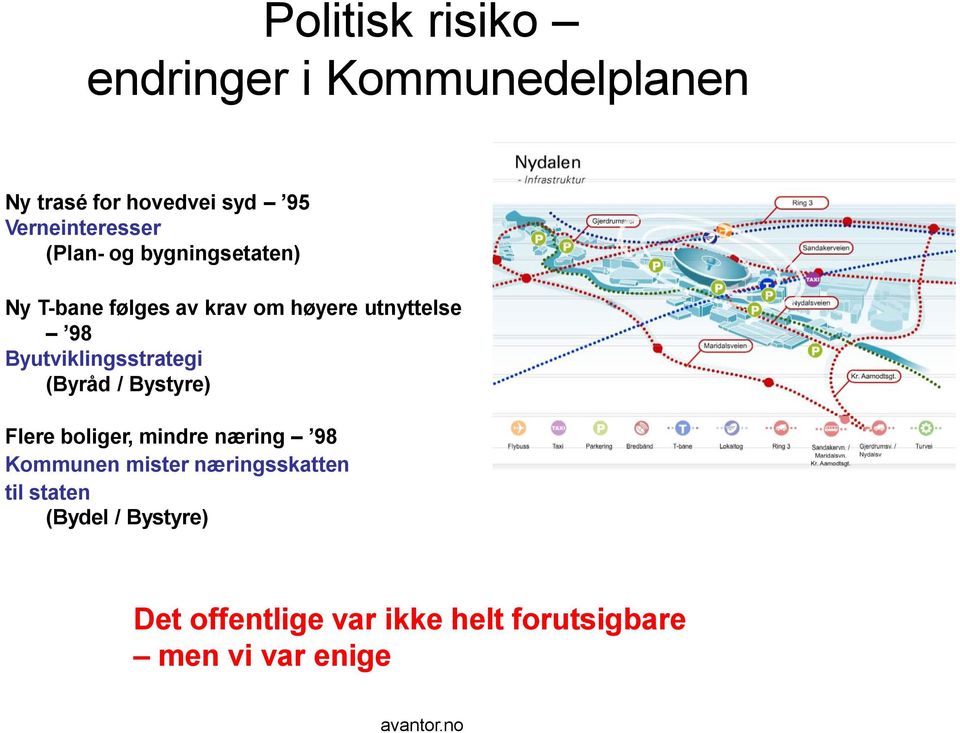 98 Byutviklingsstrategi (Byråd / Bystyre) Flere boliger, mindre næring 98 Kommunen