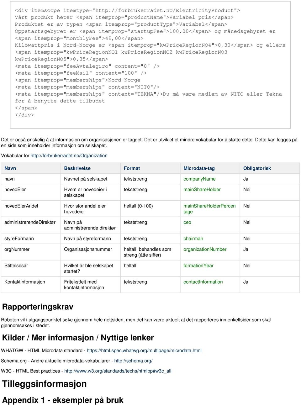 itemprop="startupfee">100,00</span> og månedsgebyret er <span itemprop="monthlyfee">49,00</span> Kilowattpris i Nord-Norge er <span itemprop="kwpriceregionno4">0,30</span> og ellers <span