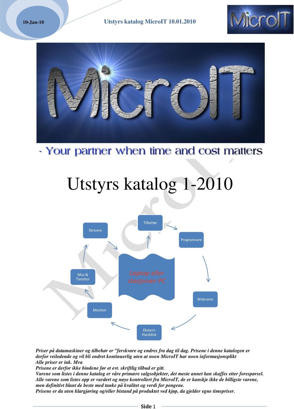 skriftlig tilbud er gitt. Varene som listes i denne katalog er våre primære salgsobjekter, det meste annet kan skaffes etter forespørsel.